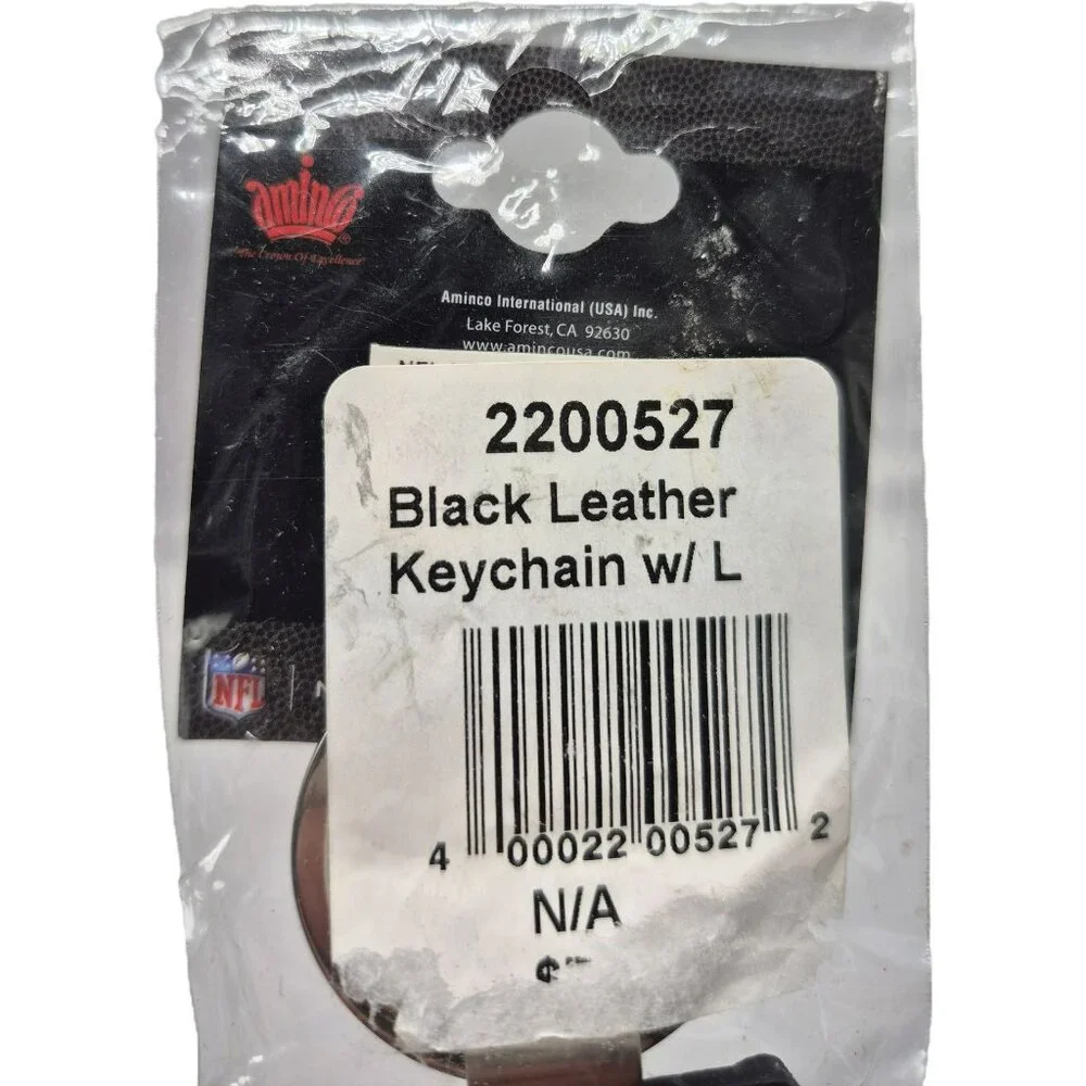 Aminco NFL Packers Black Leather Metal Key Ring Keychain Laser Engraved Black Si